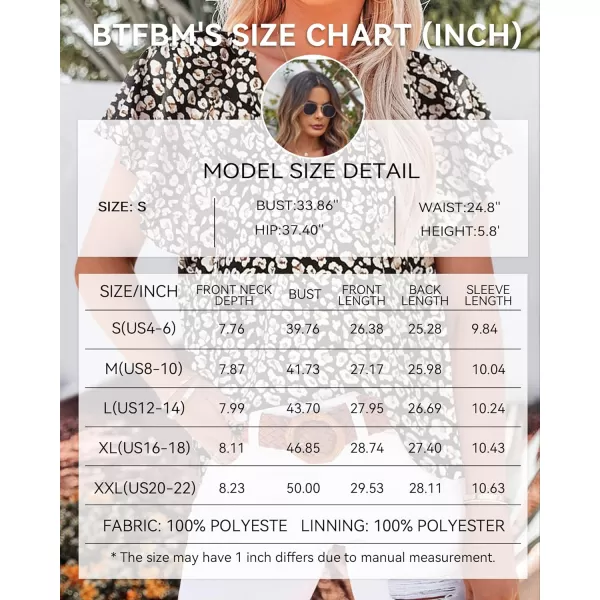 imageBTFBM Women Casual Boho Floral Blouse Shirts V Neck Long Puff Sleeve Lightweight Chiffon Spring Summer Fashion 2023 TopsShort Floral Black