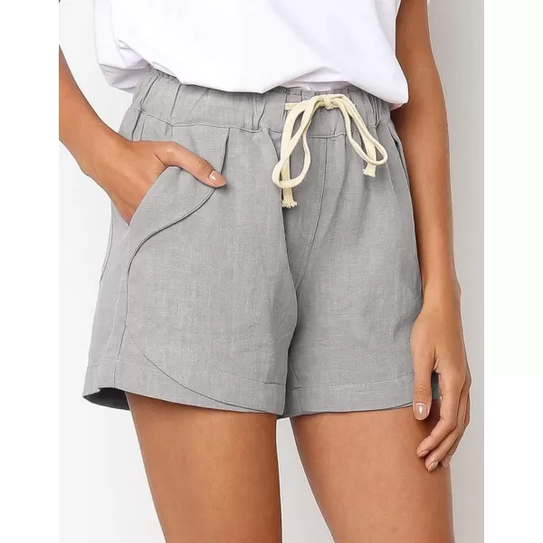 imageBTFBM Women Casual Shorts Plain Solid Color Elastic Waist Drawstring Pockets Lightweight Summer Beach Short Lounge PantsZgrey