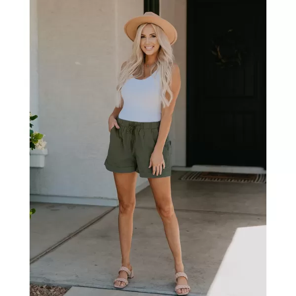 imageBTFBM Women Casual Shorts Plain Solid Color Elastic Waist Drawstring Pockets Summer Beach Lightweight Short Lounge PantsGreen