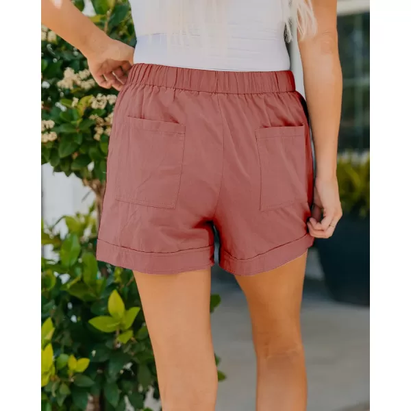 imageBTFBM Women Casual Shorts Plain Solid Color Elastic Waist Drawstring Pockets Summer Beach Lightweight Short Lounge PantsPink