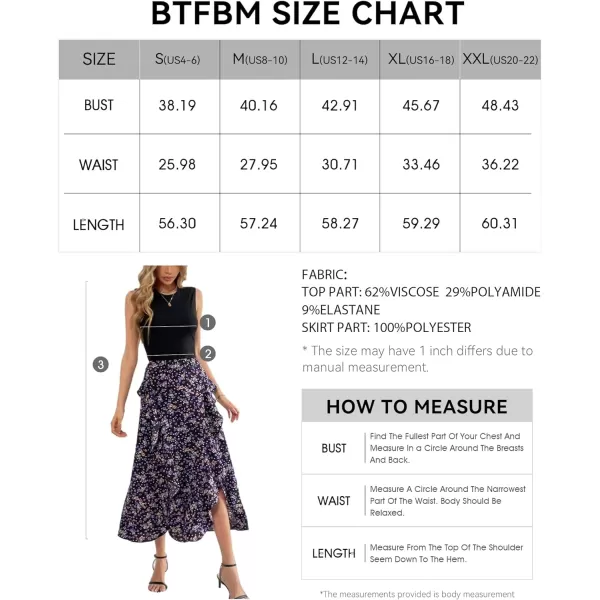 imageBTFBM Women Casual Sleeveless Summer Dresses 2023 Spring Crewneck Patchwork Boho Floral Ruffle Cocktail Party Midi DressFloral Purple