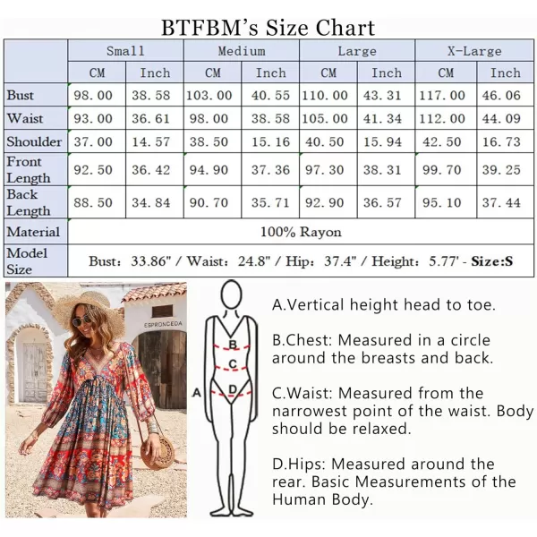imageBTFBM Women Casual Spring Summer Dresses V Neck 34 Long Sleeve Ruffle Floral Flowy Boho Babydoll Mini Short Beach DressFloral Blue