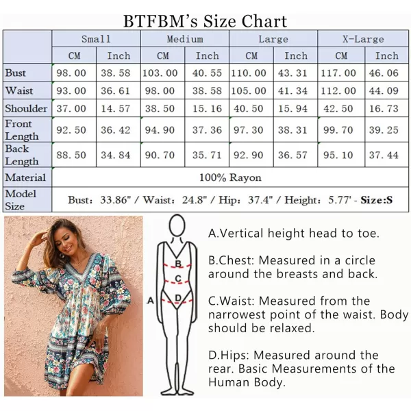 imageBTFBM Women Casual Spring Summer Dresses V Neck 34 Long Sleeve Ruffle Floral Flowy Boho Babydoll Mini Short Beach DressFloral White