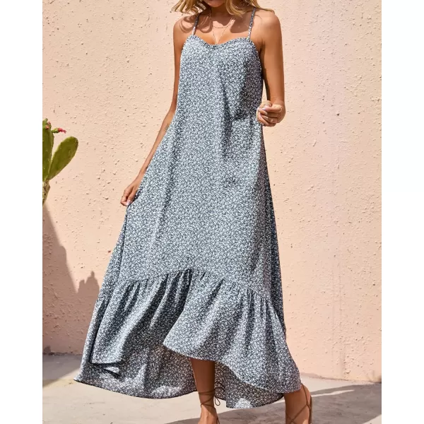 imageBTFBM Women Casual Summer Dresses 2023 Spaghetti Strap Sleeveless Sundress Print Ruffle Flowy Boho Beach Long Maxi DressPrint Floral Blue