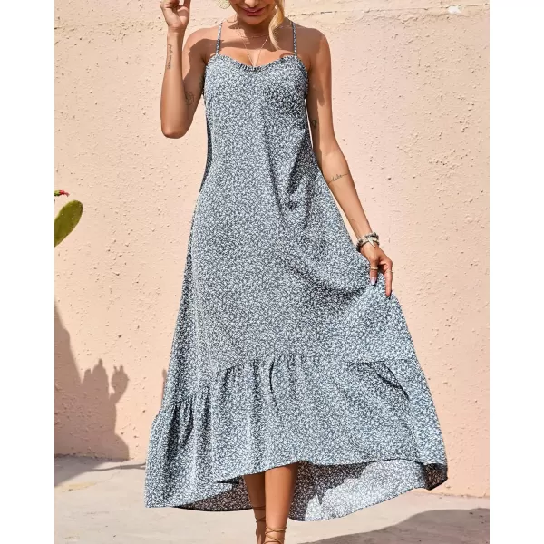 imageBTFBM Women Casual Summer Dresses 2023 Spaghetti Strap Sleeveless Sundress Print Ruffle Flowy Boho Beach Long Maxi DressPrint Floral Blue