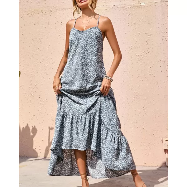 imageBTFBM Women Casual Summer Dresses 2023 Spaghetti Strap Sleeveless Sundress Print Ruffle Flowy Boho Beach Long Maxi DressPrint Floral Blue