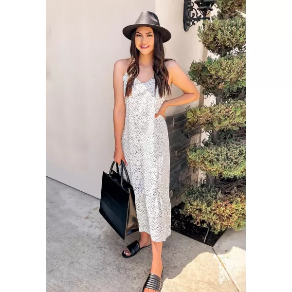 imageBTFBM Women Casual Summer Dresses 2023 Spaghetti Strap Sleeveless Sundress Print Ruffle Flowy Boho Beach Long Maxi DressPrint White