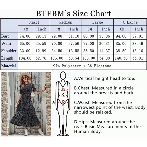 imageBTFBM Women Casual Summer Dresses 2023 Spring Crew Neck Ruffle Short Sleeve Floral Leopard Smocked Boho Flowy Maxi DressFloral Black White