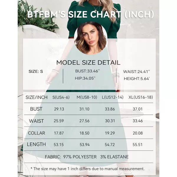 imageBTFBM Women Casual Summer Dresses 2023 Spring Crew Neck Ruffle Short Sleeve Floral Leopard Smocked Boho Flowy Maxi DressSolid Dark Green