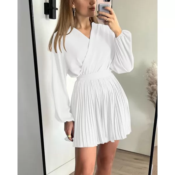 imageBTFBM Women Casual Summer Fall Dresses 2023 Boho Wrap V Neck Puff Long Sleeve Cocktail Flowy Pleated ALine Mini DressBTFBM Women Casual Summer Fall Dresses 2023 Boho Wrap V Neck Puff Long Sleeve Cocktail Flowy Pleated ALine Mini Dress