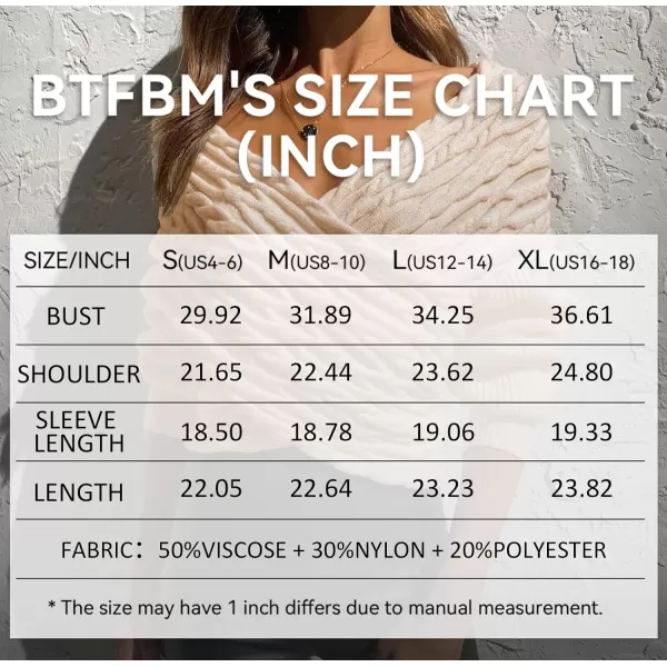 imageBTFBM Women Casual V Neck Long Sleeve Sweaters Cross Wrap Front Off Shoulder Asymmetric Hem Knitted Crop Solid PulloverTwist Beige Apricot