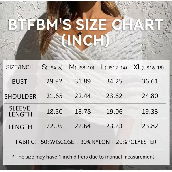 imageBTFBM Women Casual V Neck Long Sleeve Sweaters Cross Wrap Front Off Shoulder Asymmetric Hem Knitted Crop Solid PulloverTwist Beige White