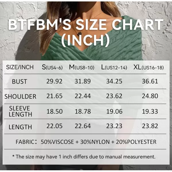 imageBTFBM Women Casual V Neck Long Sleeve Sweaters Cross Wrap Front Off Shoulder Asymmetric Hem Knitted Crop Solid PulloverTwist Dark Green