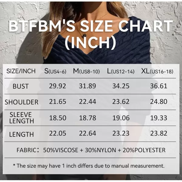 imageBTFBM Women Casual V Neck Long Sleeve Sweaters Cross Wrap Front Off Shoulder Asymmetric Hem Knitted Crop Solid PulloverTwist Navy