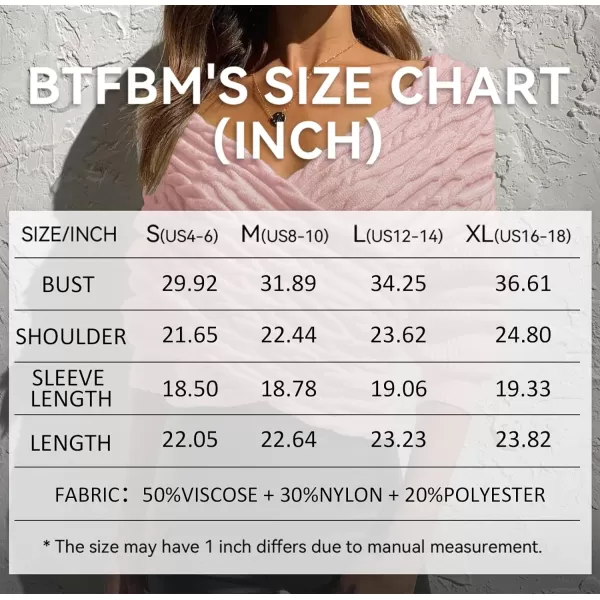 imageBTFBM Women Casual V Neck Long Sleeve Sweaters Cross Wrap Front Off Shoulder Asymmetric Hem Knitted Crop Solid PulloverTwist Pink