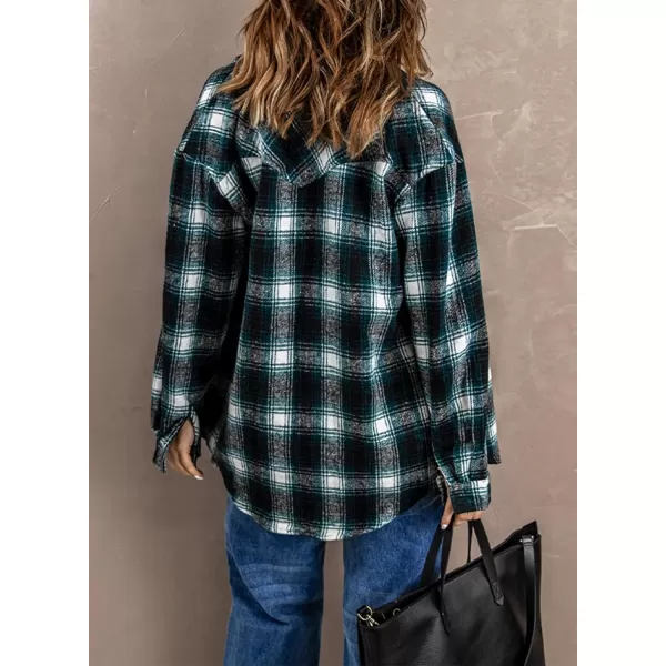 imageBTFBM Women Corduroy Shacket Jacket 2023 Long Sleeve Button Down Casual Plaid Flannel Shirts Boyfriend Fall Blouses TopsPlaid Green