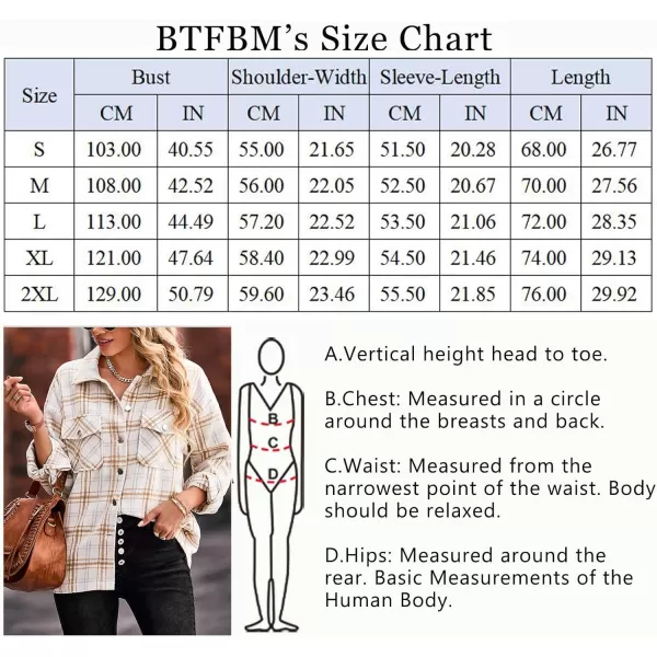 imageBTFBM Women Corduroy Shacket Jacket 2023 Long Sleeve Button Down Casual Plaid Flannel Shirts Boyfriend Fall Blouses TopsPlaid Print Apricot