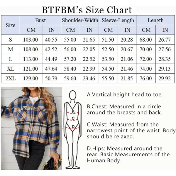 imageBTFBM Women Corduroy Shacket Jacket 2023 Long Sleeve Button Down Casual Plaid Flannel Shirts Boyfriend Fall Blouses TopsPlaid Print Bright Blue