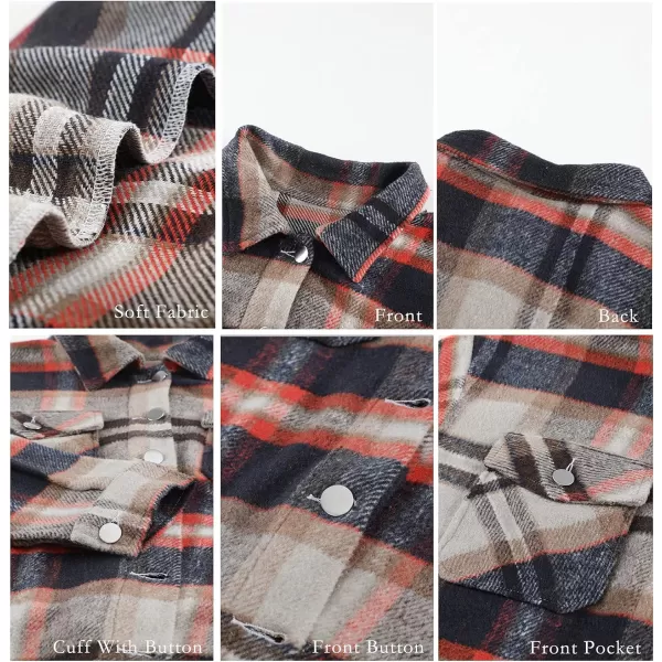 imageBTFBM Women Corduroy Shacket Jacket 2023 Long Sleeve Button Down Casual Plaid Flannel Shirts Boyfriend Fall Blouses TopsPlaid Print Dark Blue