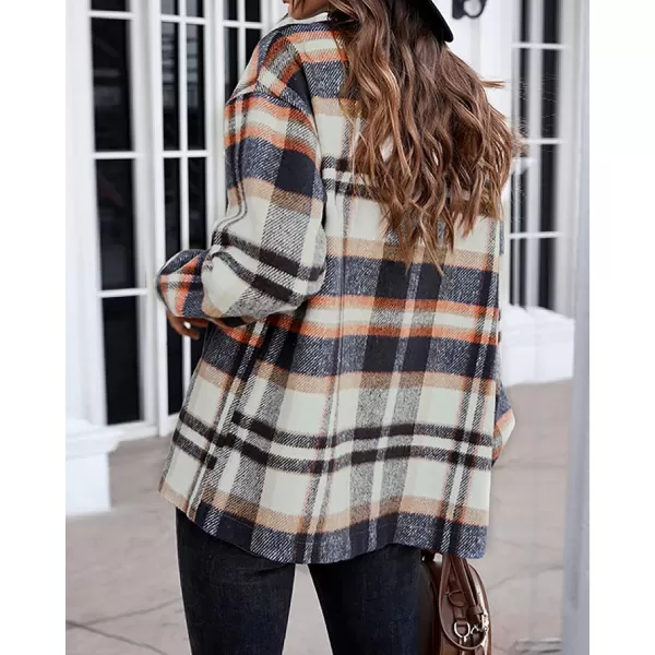 imageBTFBM Women Corduroy Shacket Jacket 2023 Long Sleeve Button Down Casual Plaid Flannel Shirts Boyfriend Fall Blouses TopsPlaid Print Dark Blue