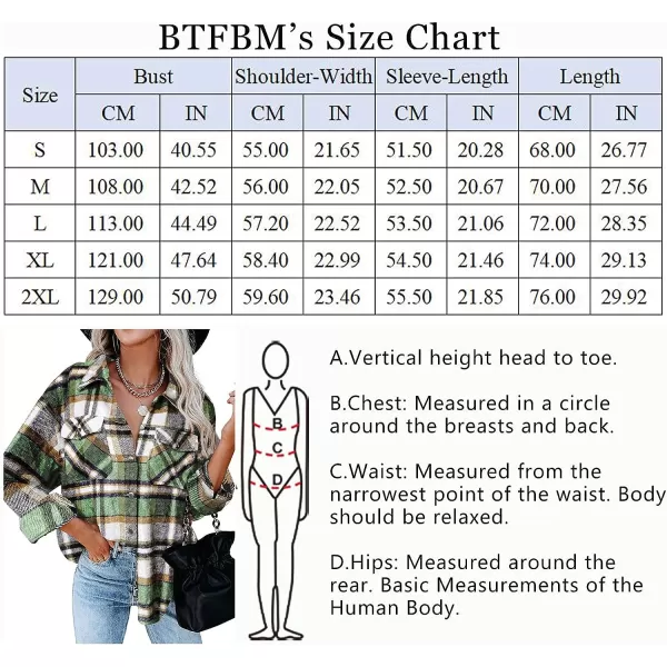 imageBTFBM Women Corduroy Shacket Jacket 2023 Long Sleeve Button Down Casual Plaid Flannel Shirts Boyfriend Fall Blouses TopsPlaid Print Green