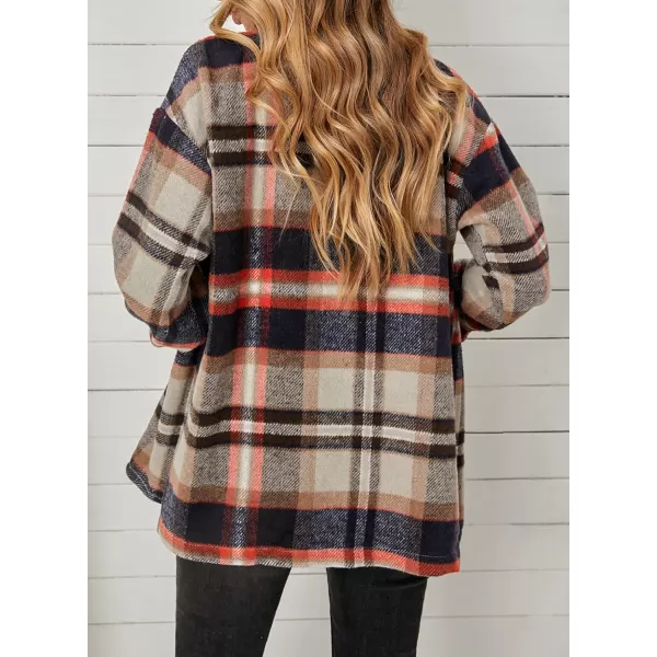 imageBTFBM Women Corduroy Shacket Jacket 2023 Long Sleeve Button Down Casual Plaid Flannel Shirts Boyfriend Fall Blouses TopsPlaid Print Khaki