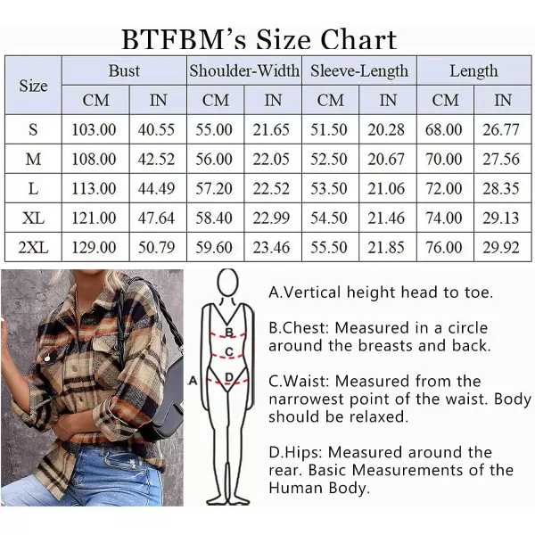imageBTFBM Women Corduroy Shacket Jacket 2023 Long Sleeve Button Down Casual Plaid Flannel Shirts Boyfriend Fall Blouses TopsPlaid Print Orange