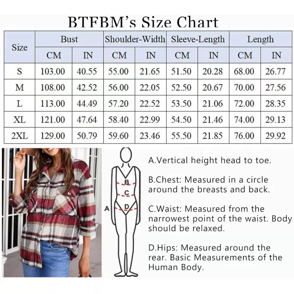 imageBTFBM Women Corduroy Shacket Jacket 2023 Long Sleeve Button Down Casual Plaid Flannel Shirts Boyfriend Fall Blouses TopsPlaid Print Red