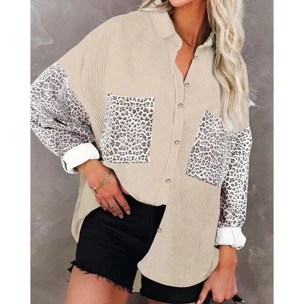imageBTFBM Women Corduroy Shacket Jacket 2023 Long Sleeve Button Down Casual Plaid Flannel Shirts Boyfriend Fall Blouses TopsTurndown Apricot