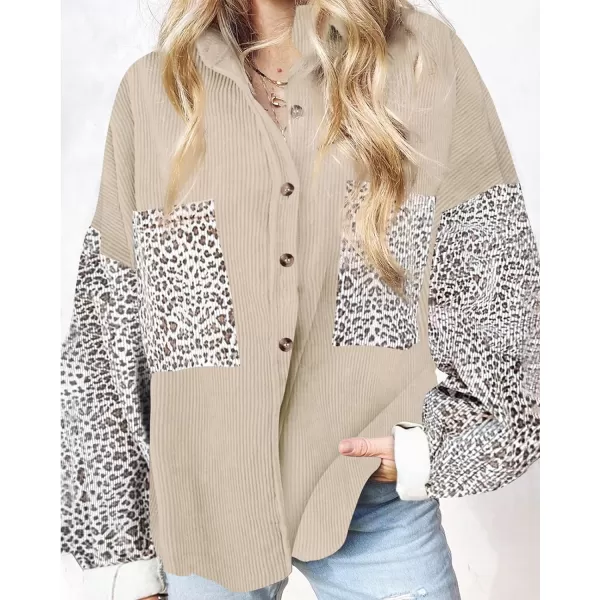 imageBTFBM Women Corduroy Shacket Jacket 2023 Long Sleeve Button Down Casual Plaid Flannel Shirts Boyfriend Fall Blouses TopsTurndown Apricot