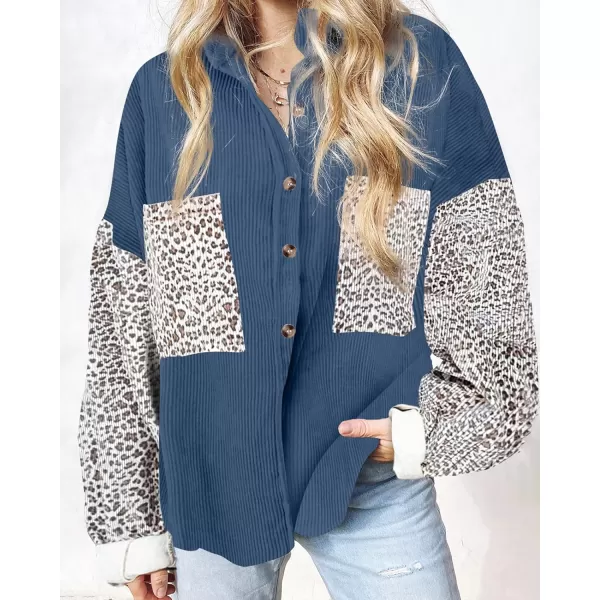imageBTFBM Women Corduroy Shacket Jacket 2023 Long Sleeve Button Down Casual Plaid Flannel Shirts Boyfriend Fall Blouses TopsTurndown Dark Blue
