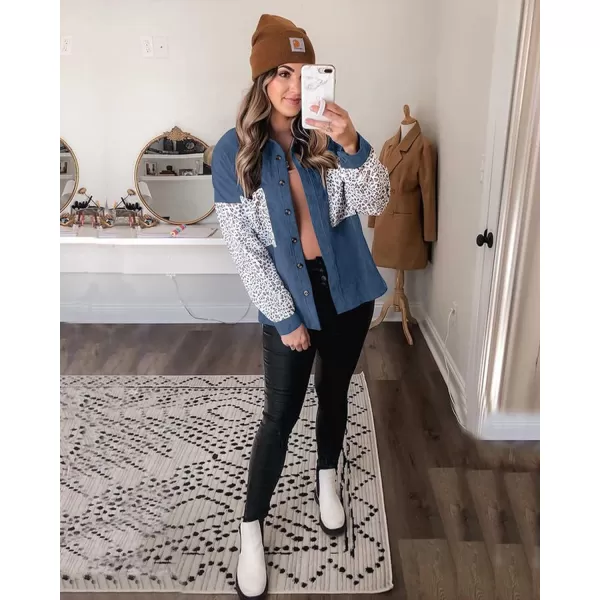 imageBTFBM Women Corduroy Shacket Jacket 2023 Long Sleeve Button Down Casual Plaid Flannel Shirts Boyfriend Fall Blouses TopsTurndown Dark Blue