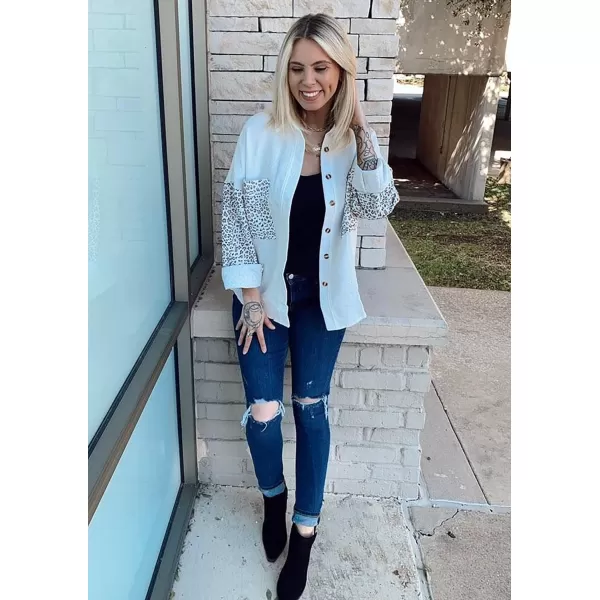 imageBTFBM Women Corduroy Shacket Jacket 2023 Long Sleeve Button Down Casual Plaid Flannel Shirts Boyfriend Fall Blouses TopsTurndown White