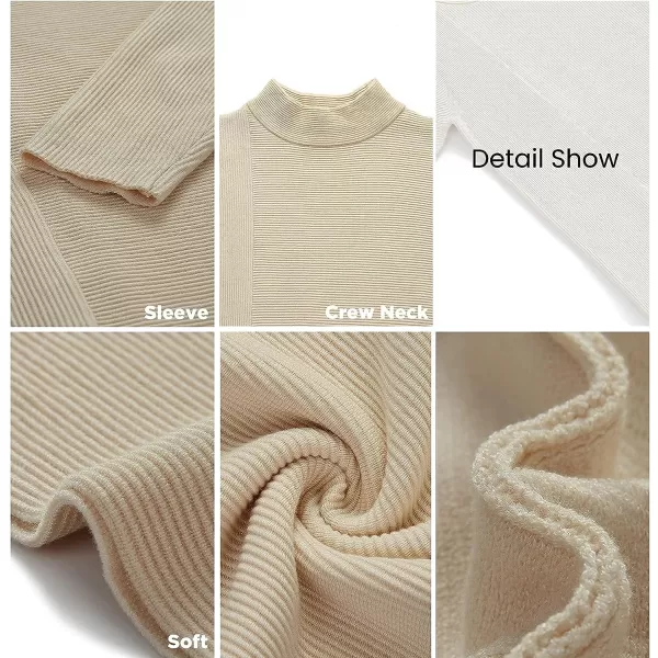 imageBTFBM Women Cozy Long Sleeve Mock Neck Fashion Sweaters Soft Solid Color Ribbed Knit Casual Fall Winter Pullover SweaterSolid Apricot