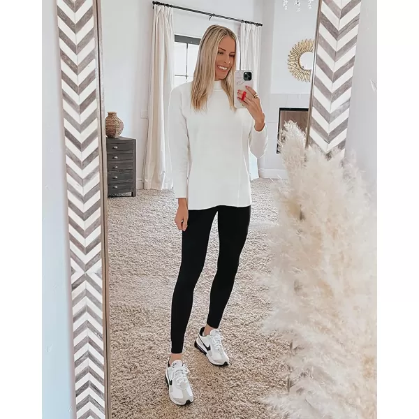 imageBTFBM Women Cozy Long Sleeve Mock Neck Fashion Sweaters Soft Solid Color Ribbed Knit Casual Fall Winter Pullover SweaterSolid White