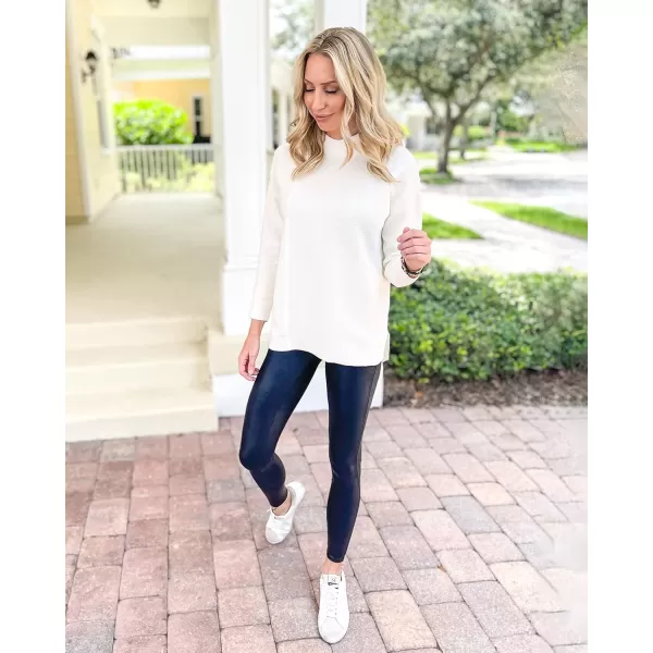 imageBTFBM Women Cozy Long Sleeve Mock Neck Fashion Sweaters Soft Solid Color Ribbed Knit Casual Fall Winter Pullover SweaterSolid White
