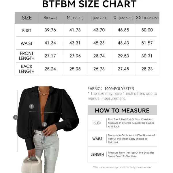 imageBTFBM Women Fashion Button Down Shirts Lapel V Neck Printed Boho Long Sleeve Blouses Dressy Casual Summer Spring TopsSolid Black
