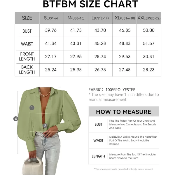 imageBTFBM Women Fashion Button Down Shirts Lapel V Neck Printed Boho Long Sleeve Blouses Dressy Casual Summer Spring TopsSolid Green