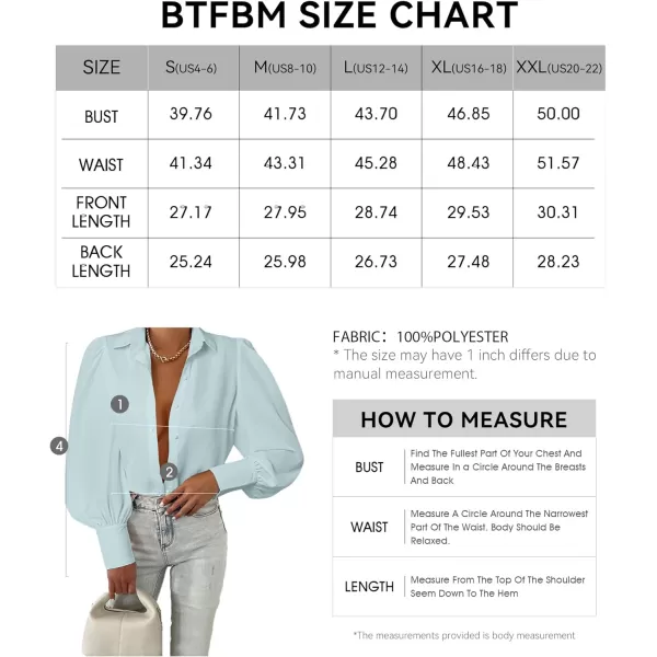 imageBTFBM Women Fashion Button Down Shirts Lapel V Neck Printed Boho Long Sleeve Blouses Dressy Casual Summer Spring TopsSolid Light Blue
