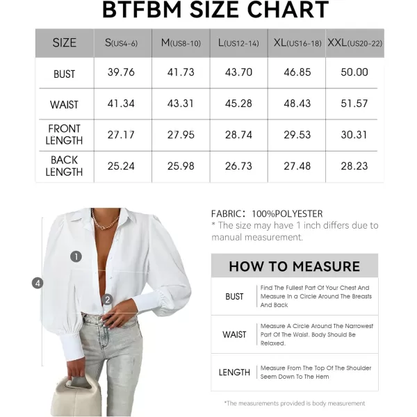 imageBTFBM Women Fashion Button Down Shirts Lapel V Neck Printed Boho Long Sleeve Blouses Dressy Casual Summer Spring TopsSolid White