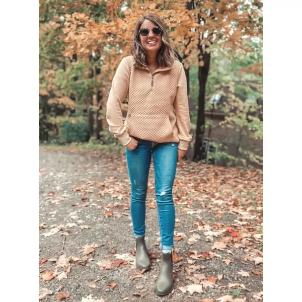imageBTFBM Women Fashion Quilted Pattern Lightweight Zipper Long Sleeve Plain Casual Ladies Sweatshirts Pullovers Shirts TopsApricot