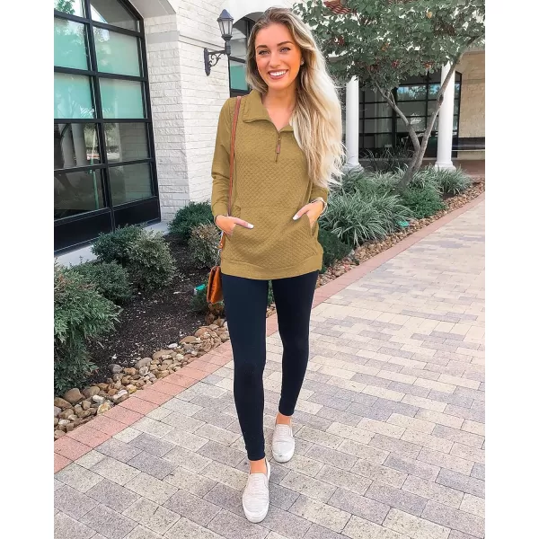 imageBTFBM Women Fashion Quilted Pattern Lightweight Zipper Long Sleeve Plain Casual Ladies Sweatshirts Pullovers Shirts TopsApricot