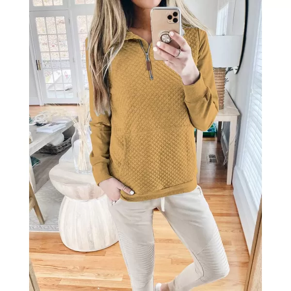 imageBTFBM Women Fashion Quilted Pattern Lightweight Zipper Long Sleeve Plain Casual Ladies Sweatshirts Pullovers Shirts TopsApricot