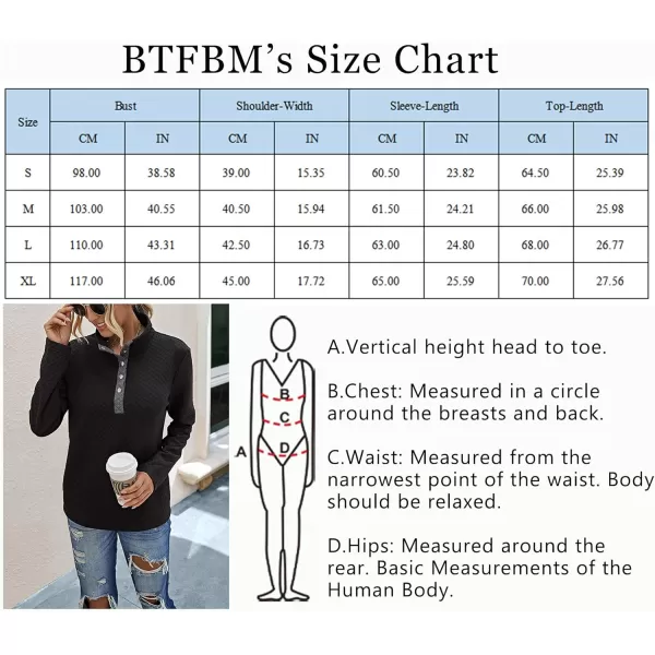 imageBTFBM Women Fashion Quilted Pattern Lightweight Zipper Long Sleeve Plain Casual Ladies Sweatshirts Pullovers Shirts TopsButton Black