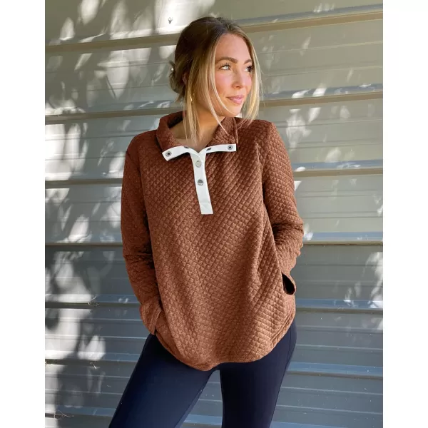 imageBTFBM Women Fashion Quilted Pattern Lightweight Zipper Long Sleeve Plain Casual Ladies Sweatshirts Pullovers Shirts TopsButtons Khaki