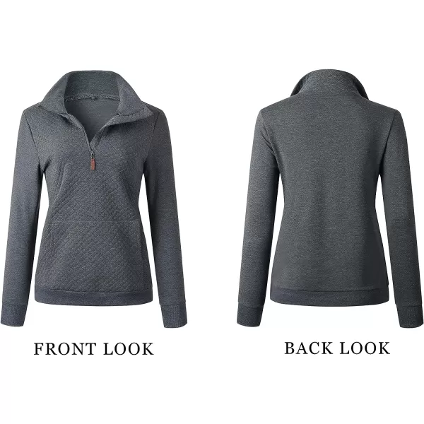 imageBTFBM Women Fashion Quilted Pattern Lightweight Zipper Long Sleeve Plain Casual Ladies Sweatshirts Pullovers Shirts TopsDark Grey