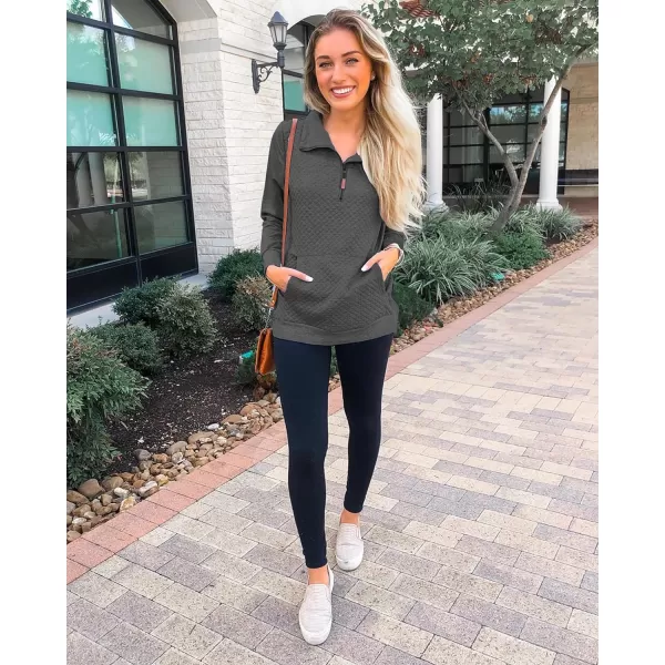 imageBTFBM Women Fashion Quilted Pattern Lightweight Zipper Long Sleeve Plain Casual Ladies Sweatshirts Pullovers Shirts TopsDark Grey