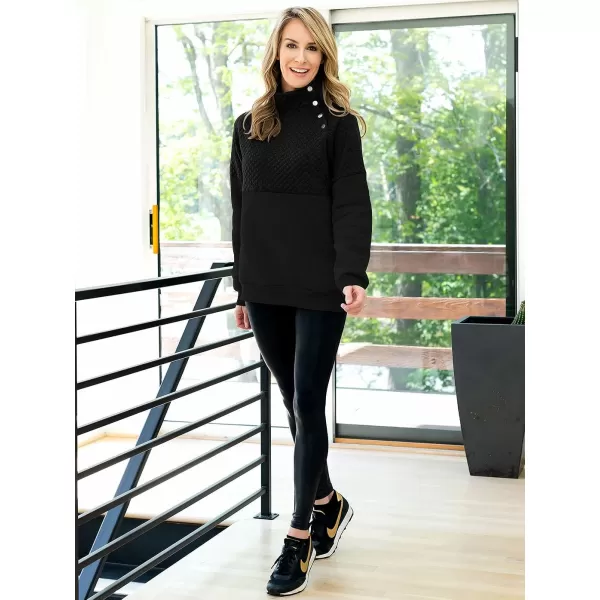 imageBTFBM Women Fashion Quilted Pattern Lightweight Zipper Long Sleeve Plain Casual Ladies Sweatshirts Pullovers Shirts TopsOblique Black