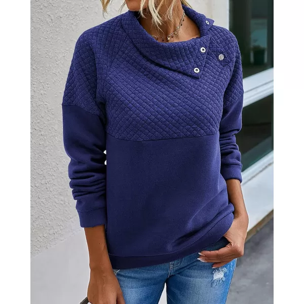 imageBTFBM Women Fashion Quilted Pattern Lightweight Zipper Long Sleeve Plain Casual Ladies Sweatshirts Pullovers Shirts TopsOblique Blue