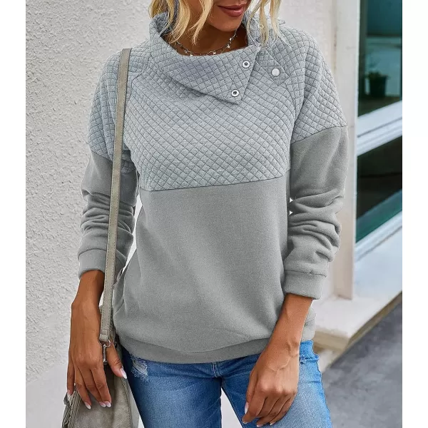 imageBTFBM Women Fashion Quilted Pattern Lightweight Zipper Long Sleeve Plain Casual Ladies Sweatshirts Pullovers Shirts TopsOblique Light Grey